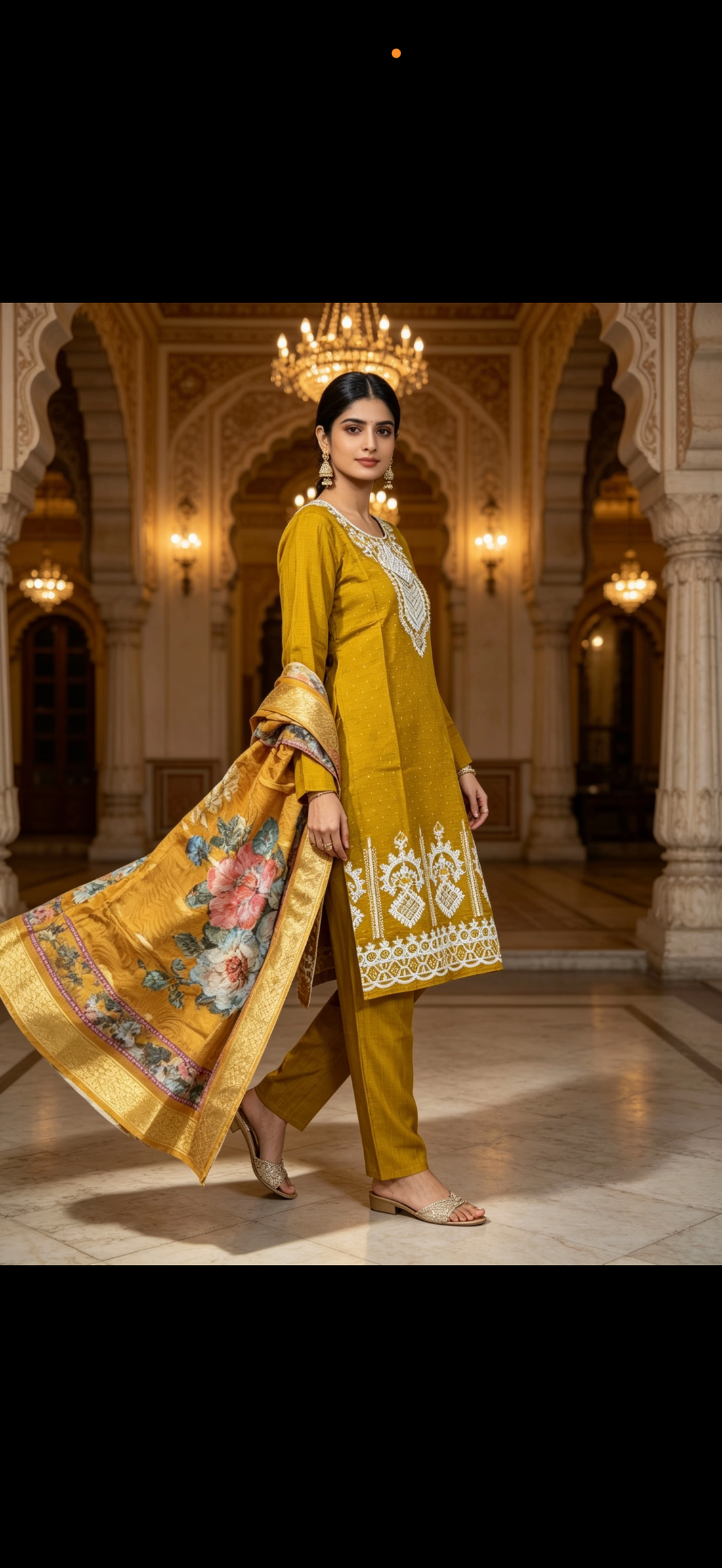SL03 Mustard Slub Cotton Thread & Zarkan Work Suit ✨