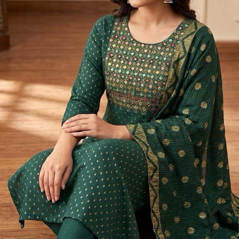 SB11 Dark Green Mirror work 3 pcs suit